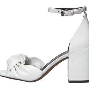 Rebecca Minkoff White Knotted Block Heel Sandals